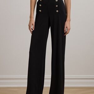 Ralph Lauren Stretch Jersey Black Wide Leg Pants